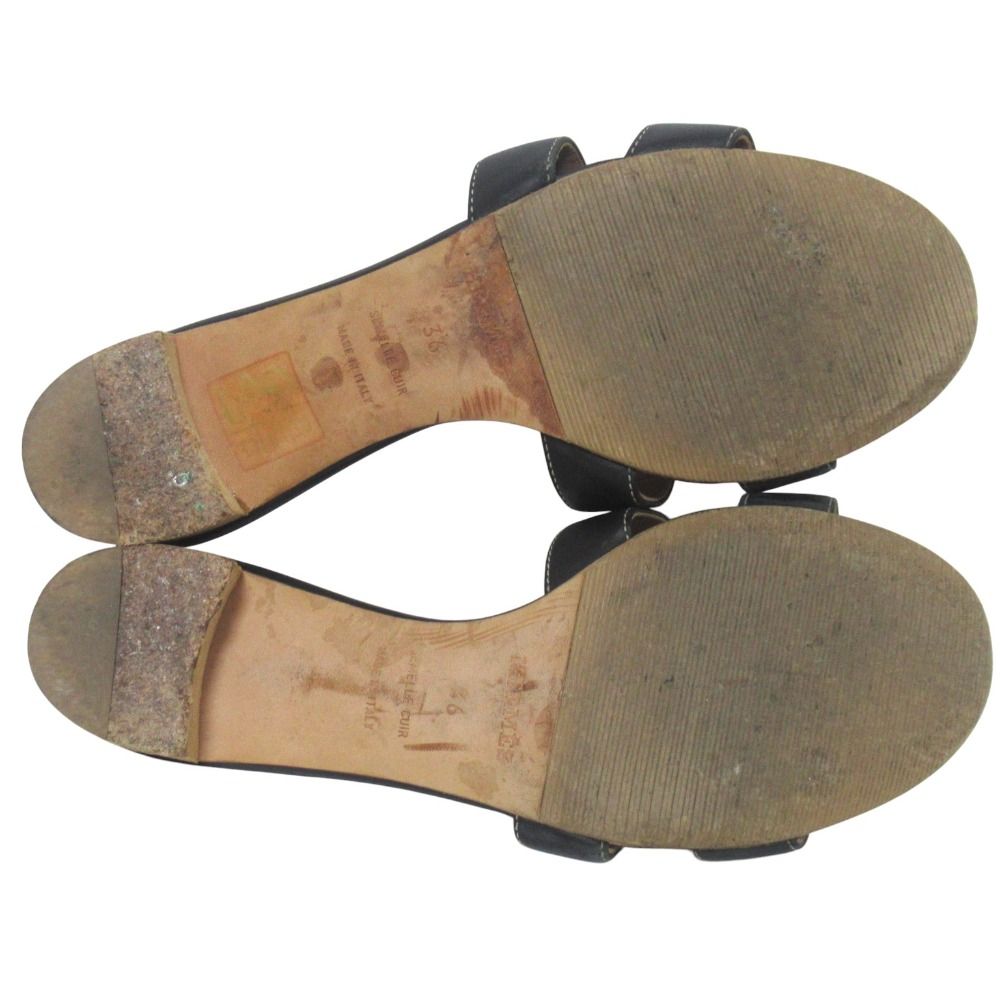 Hermes Leather Mules Sandals 36 Black — view 8