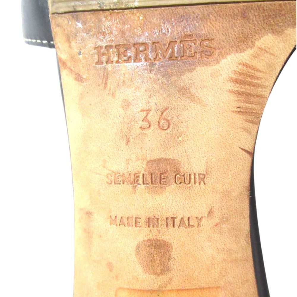 Hermes Leather Mules Sandals 36 Black — view 9