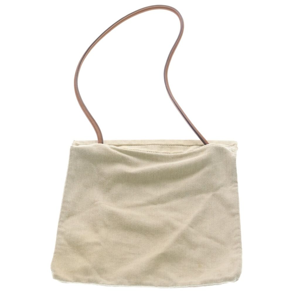 Hermes Sac Aline MM Front Logo Canvas Fabric Leather Shoulder Bag Beige — view 2