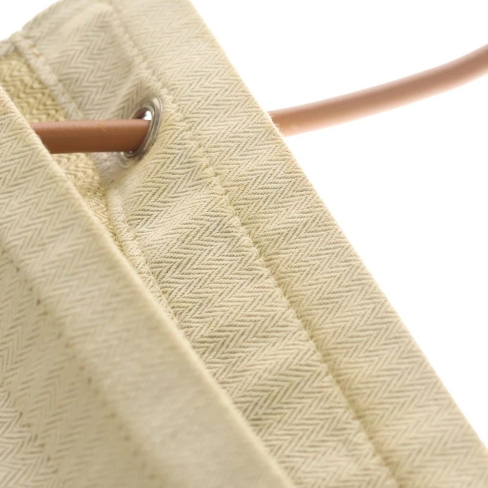 Hermes Sac Aline MM Front Logo Canvas Fabric Leather Shoulder Bag Beige — view 6