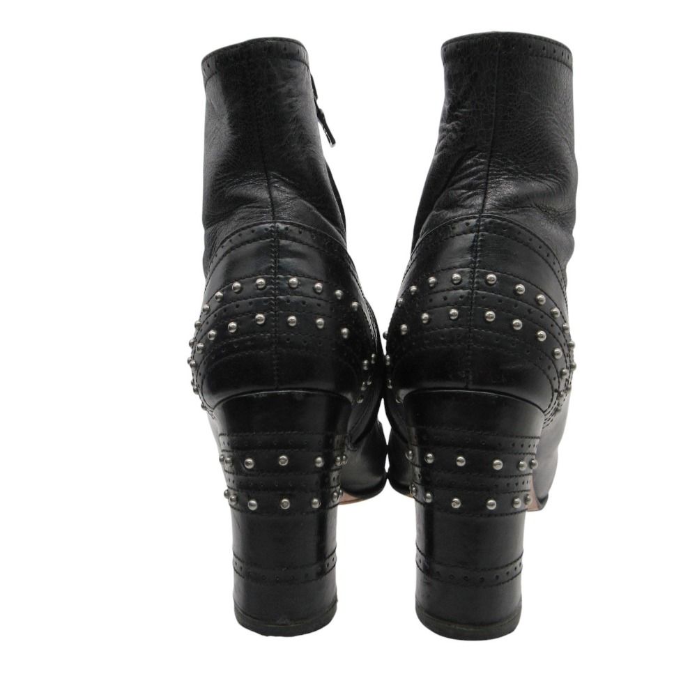 Prada Boots Cowhide Leather Studs Short Shoes Side Zip Black — view 5