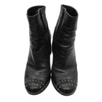 Prada Boots Cowhide Leather Studs Short Shoes Side Zip Black — view 4