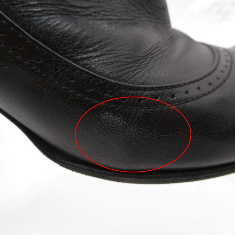 Prada Boots Cowhide Leather Studs Short Shoes Side Zip Black — view 8