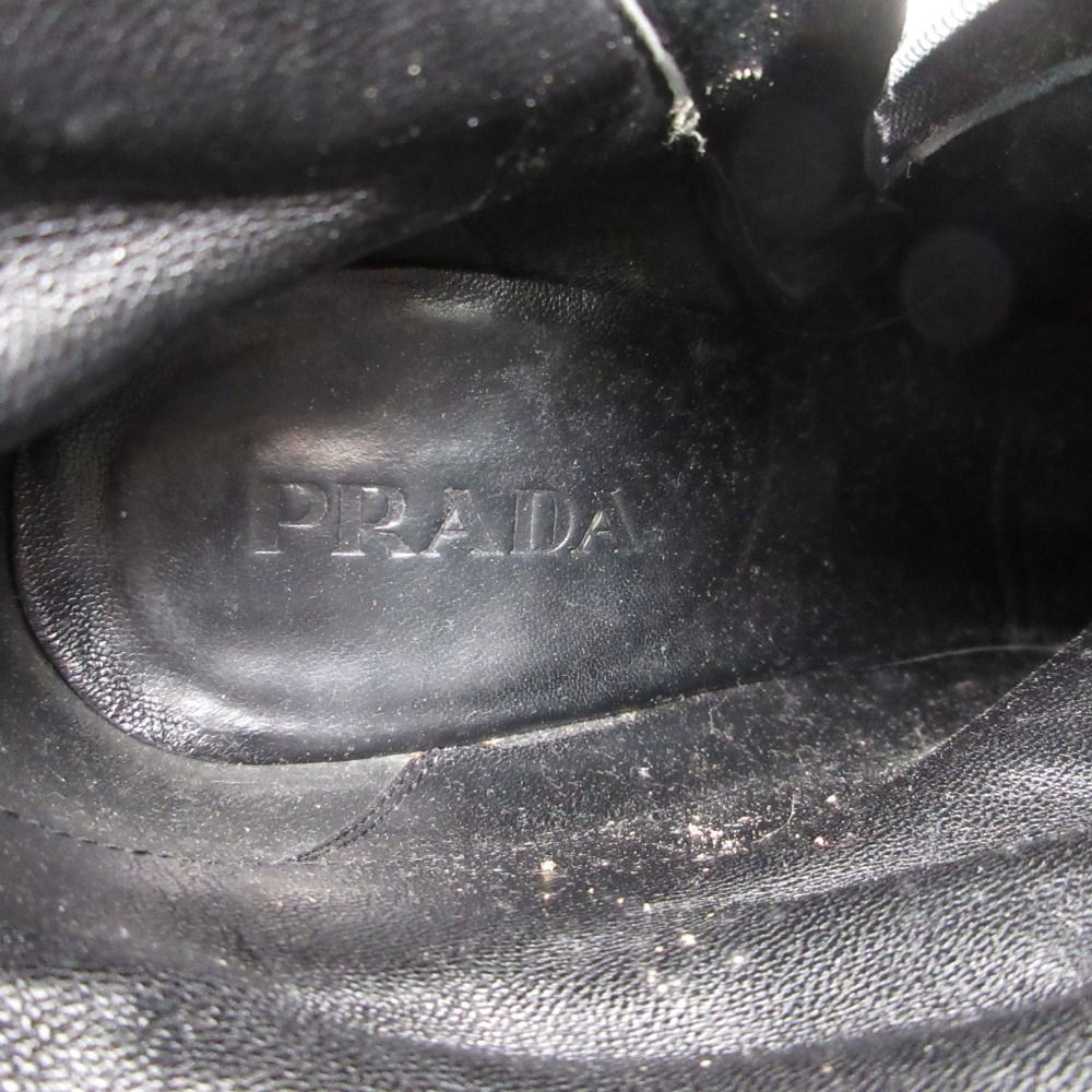 Prada Boots Cowhide Leather Studs Short Shoes Side Zip Black — view 6