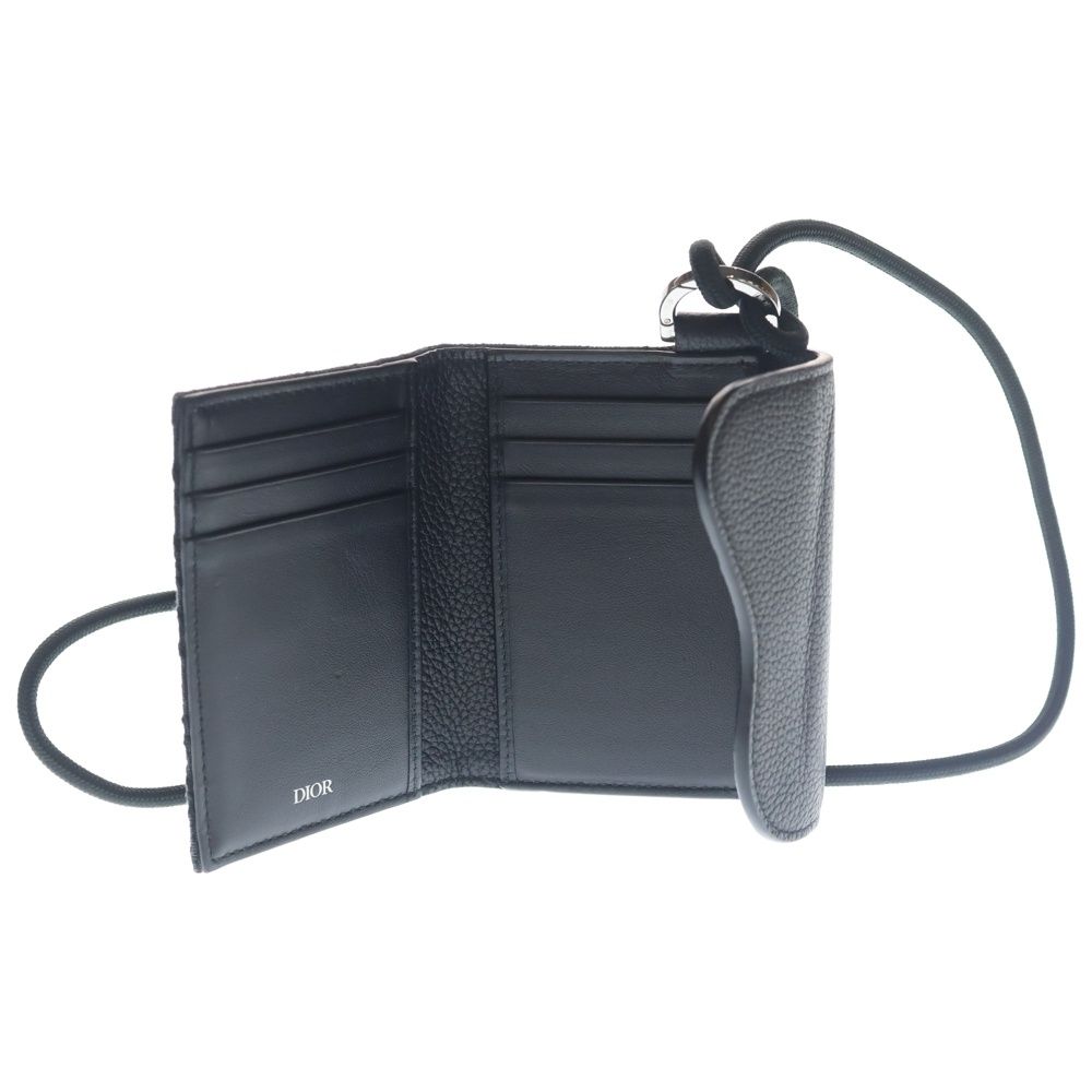 Dior Saddle Oblique Black Pattern Flap Card Case with Neck Strap Mini Shoulder — view 4