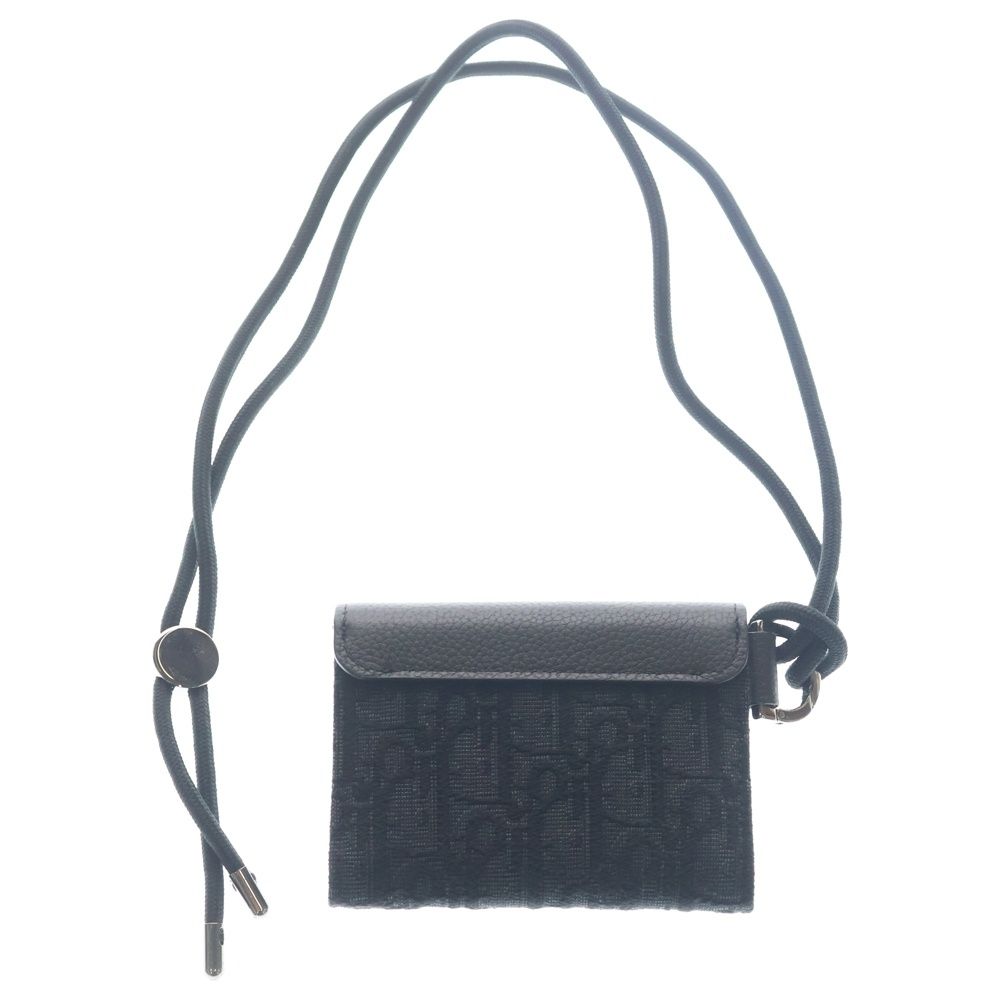 Dior Saddle Oblique Black Pattern Flap Card Case with Neck Strap Mini Shoulder — view 2