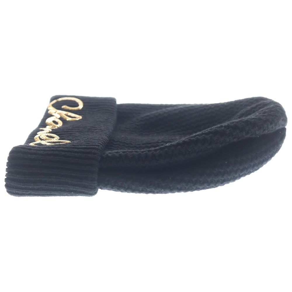 Chanel Sequin Logo Cashmere Knit Hat Black — view 3