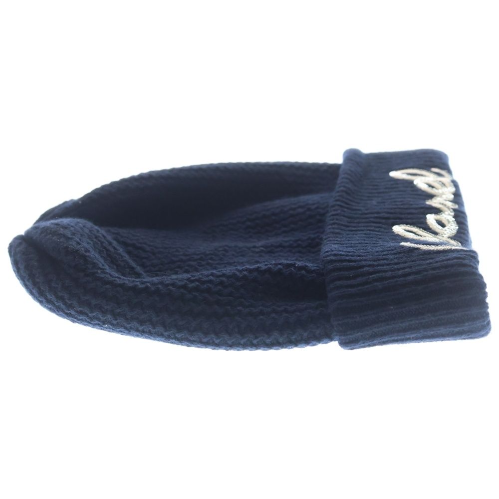 Chanel Sequin Logo Cashmere Knit Hat Navy — view 4