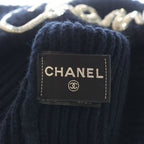 Chanel Sequin Logo Cashmere Knit Hat Navy — view 7