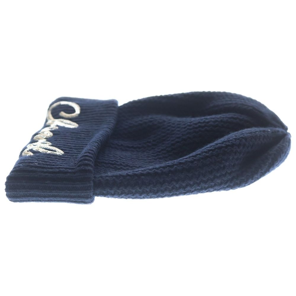Chanel Sequin Logo Cashmere Knit Hat Navy — view 3
