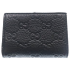 Gucci GG Emblem Compact Wallet Bifold Coin Case Black Leather Gold — view 2