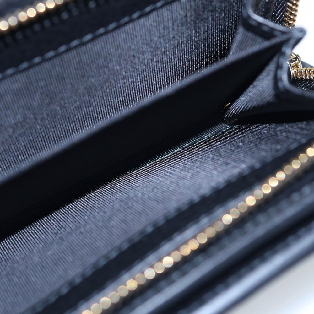 Gucci GG Emblem Compact Wallet Bifold Coin Case Black Leather Gold — view 5