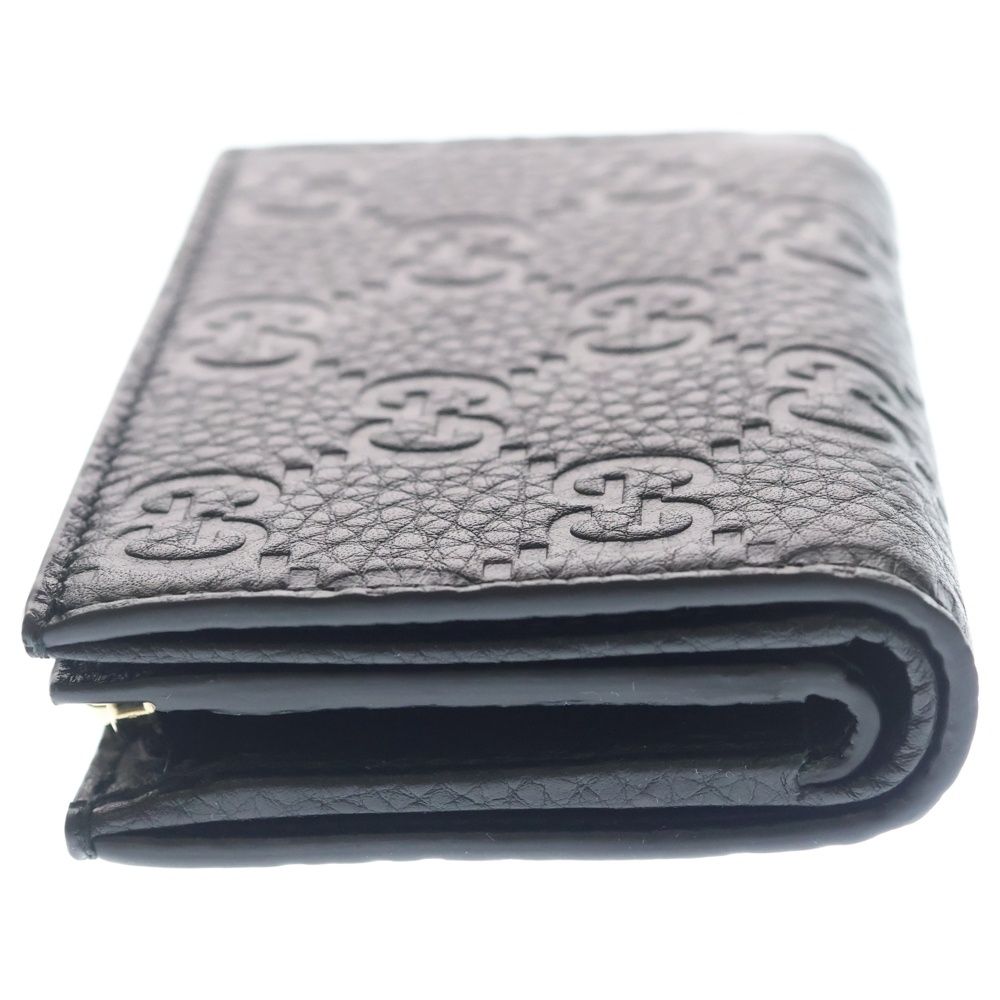 Gucci GG Emblem Compact Wallet Bifold Coin Case Black Leather Gold — view 3