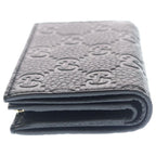 Gucci GG Emblem Compact Wallet Bifold Coin Case Black Leather Gold — view 3