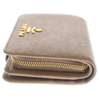 Prada Saffiano Compact Wallet Bifold Coin Case Leather Pink Beige Gold — view 3