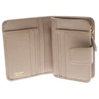 Prada Saffiano Compact Wallet Bifold Coin Case Leather Pink Beige Gold — view 4