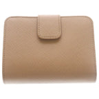 Prada Saffiano Compact Wallet Bifold Coin Case Leather Pink Beige Gold — view 2