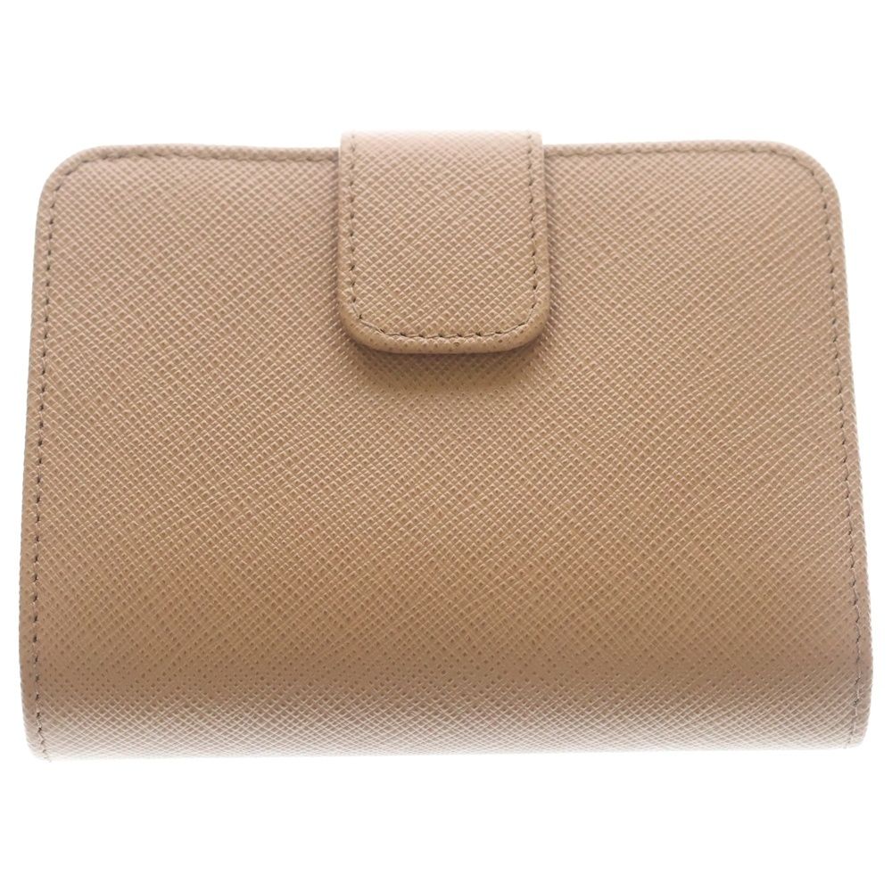 Prada Saffiano Compact Wallet Bifold Coin Case Leather Pink Beige Gold — view 2