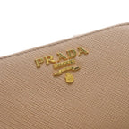 Prada Saffiano Compact Wallet Bifold Coin Case Leather Pink Beige Gold — view 5