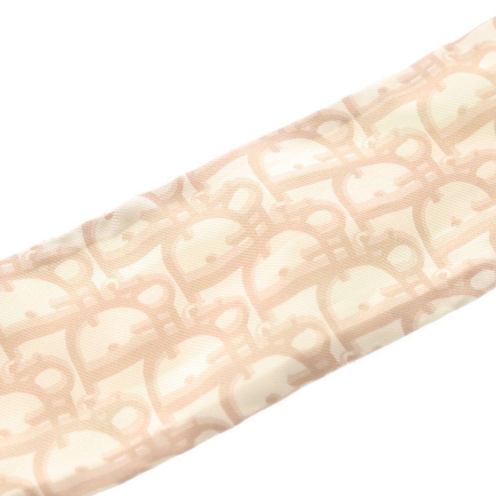 Dior Mitzah Logo Print Silk Scarf Pink Beige — view 4