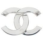 Chanel CC Logo Faux Pearl Rhinestone Brooch Pin Badge Silver — view 2