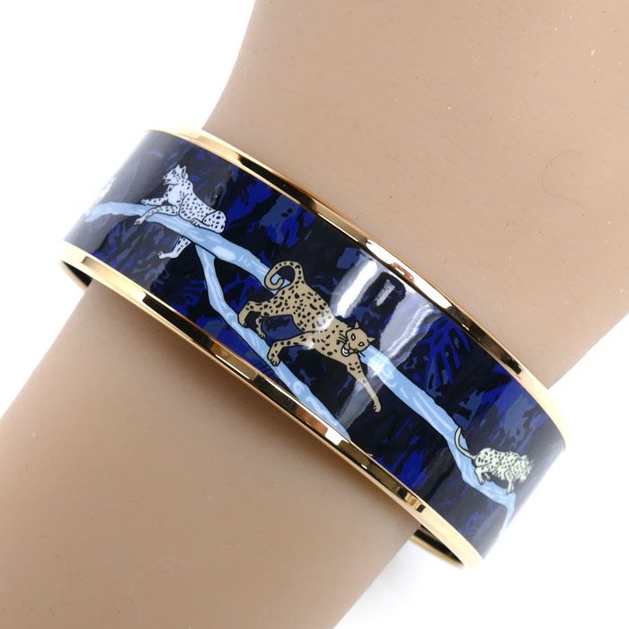 Hermes Enamel GM Jungle Camouflage Bangle Bracelet — view 4