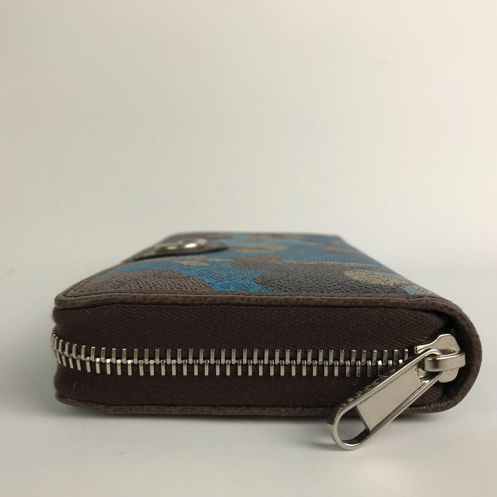 Gucci Wallet Zip Around GG Supreme Canvas Camouflage Pattern Blue Beige — view 3