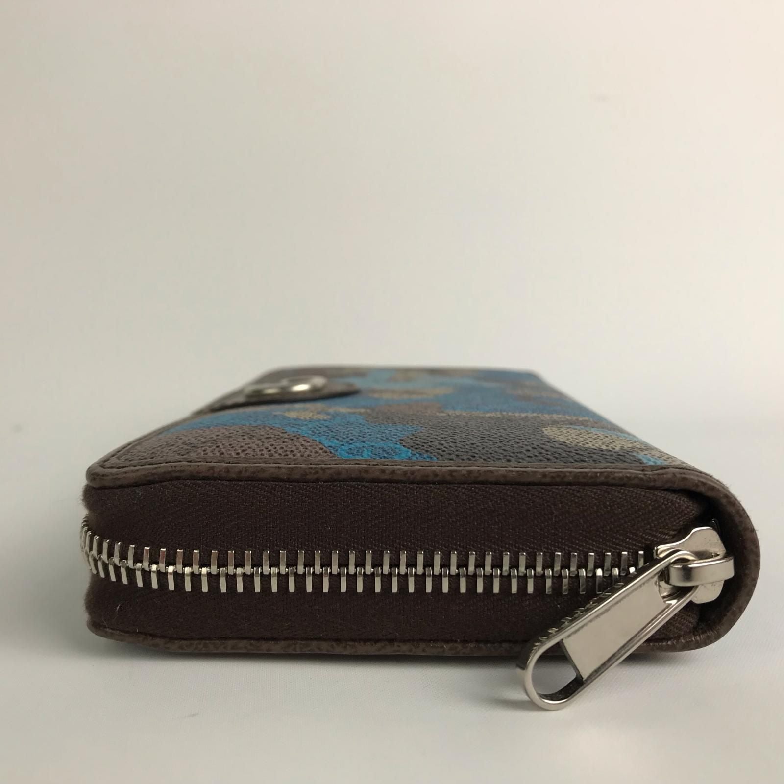 Gucci Wallet Zip Around GG Supreme Canvas Camouflage Pattern Blue Beige — view 3