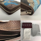 Gucci Wallet Zip Around GG Supreme Canvas Camouflage Pattern Blue Beige — view 9