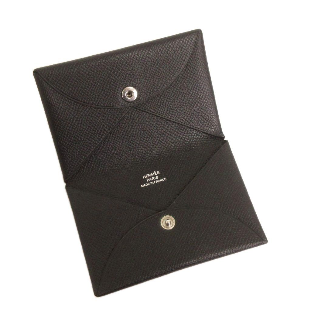 Hermes Calvi Epsom Card Case Business Holder Leather Black — view 3