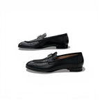 Hermes Paris Loafers Leather Shoes Black Silver Hhardware Moccasins Flat — view 3