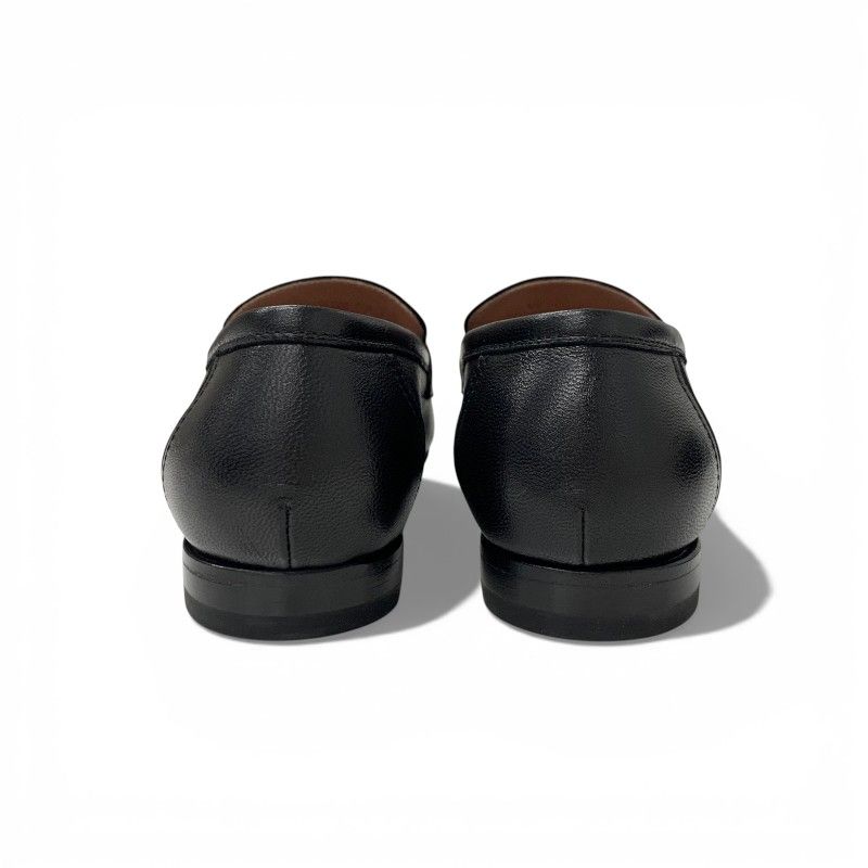 Hermes Paris Loafers Leather Shoes Black Silver Hhardware Moccasins Flat — view 5