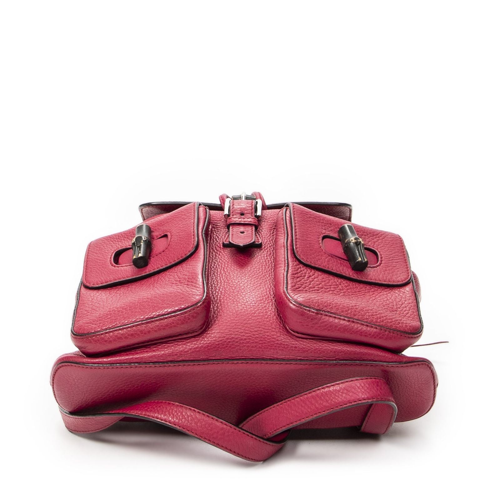 Gucci Bamboo Backpack Tassel Fuchsia Pink Gray Calfskin Leather — view 6