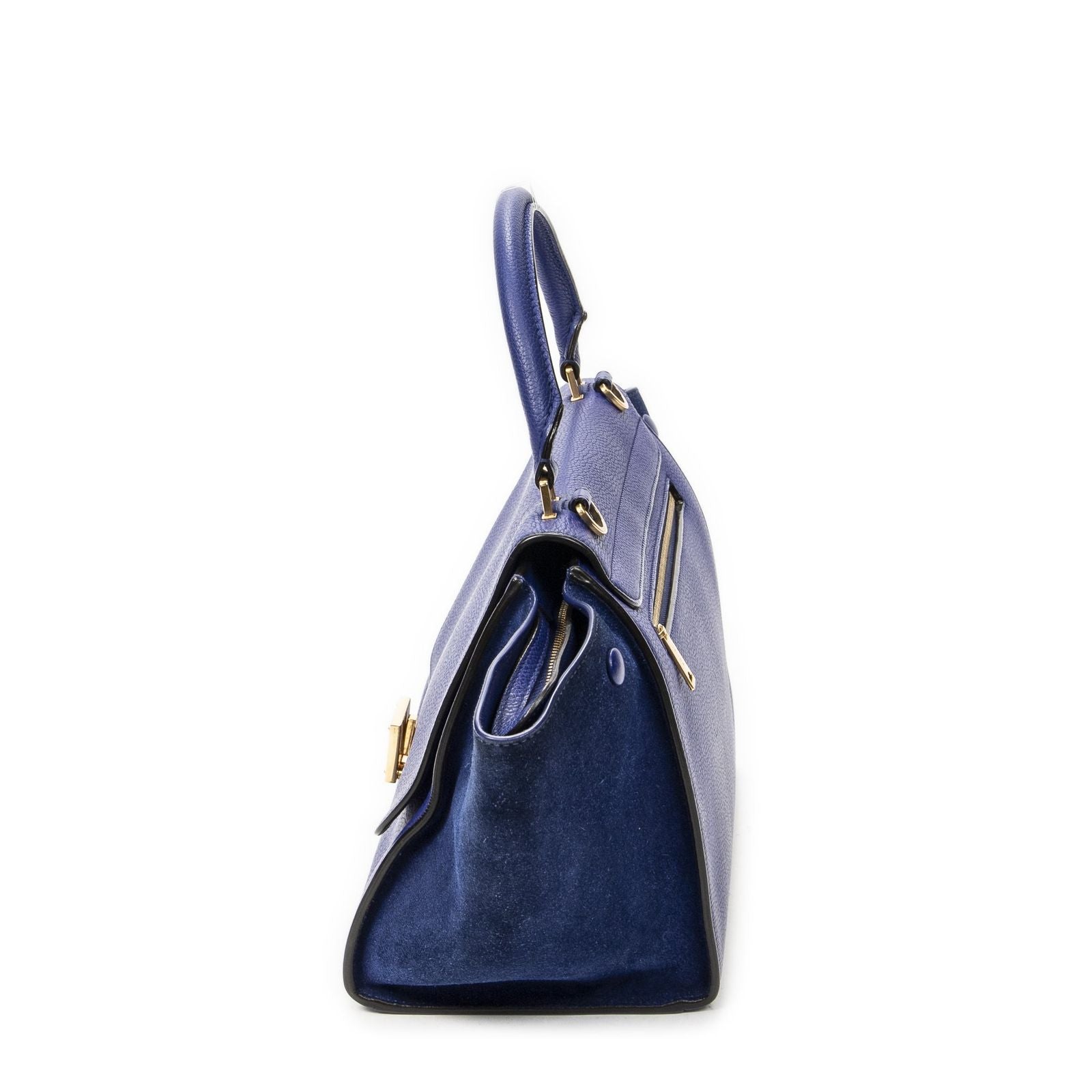 Celine Small Medium Swing Royal Blue Gray Calfskin Leather — view 3