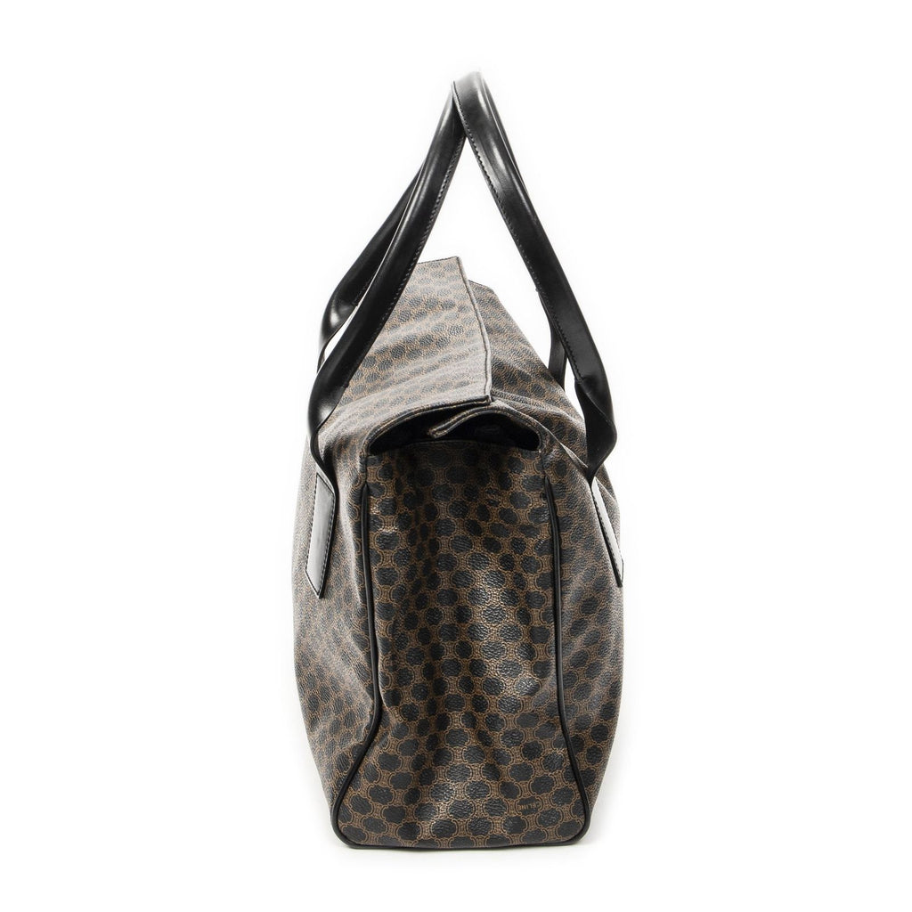 Celine Fold Over Tote Black Brown Macadam Canvas — view 3