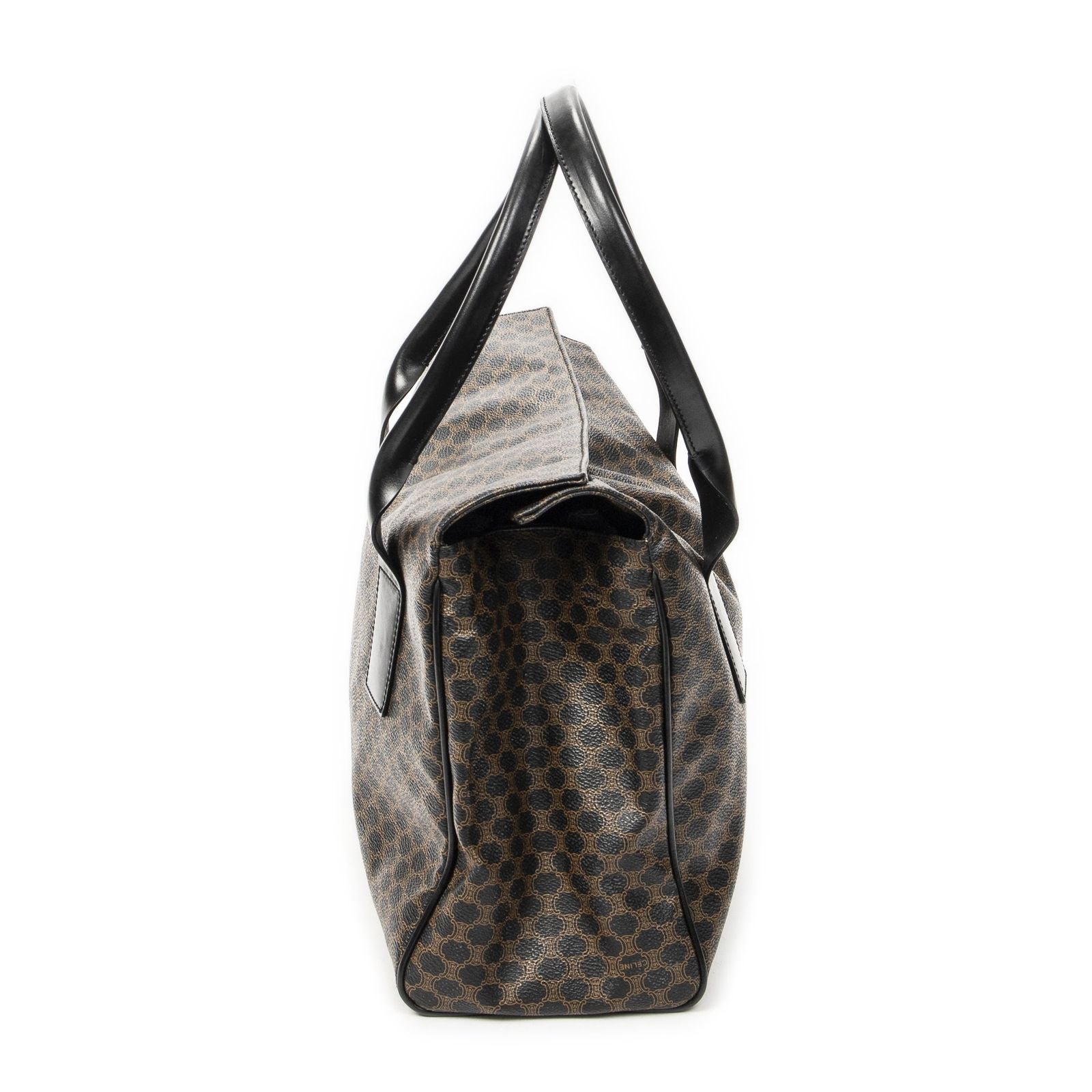 Celine Fold Over Tote Black Brown Macadam Canvas — view 3