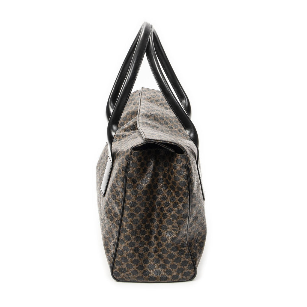 Celine Fold Over Tote Black Brown Macadam Canvas — view 4