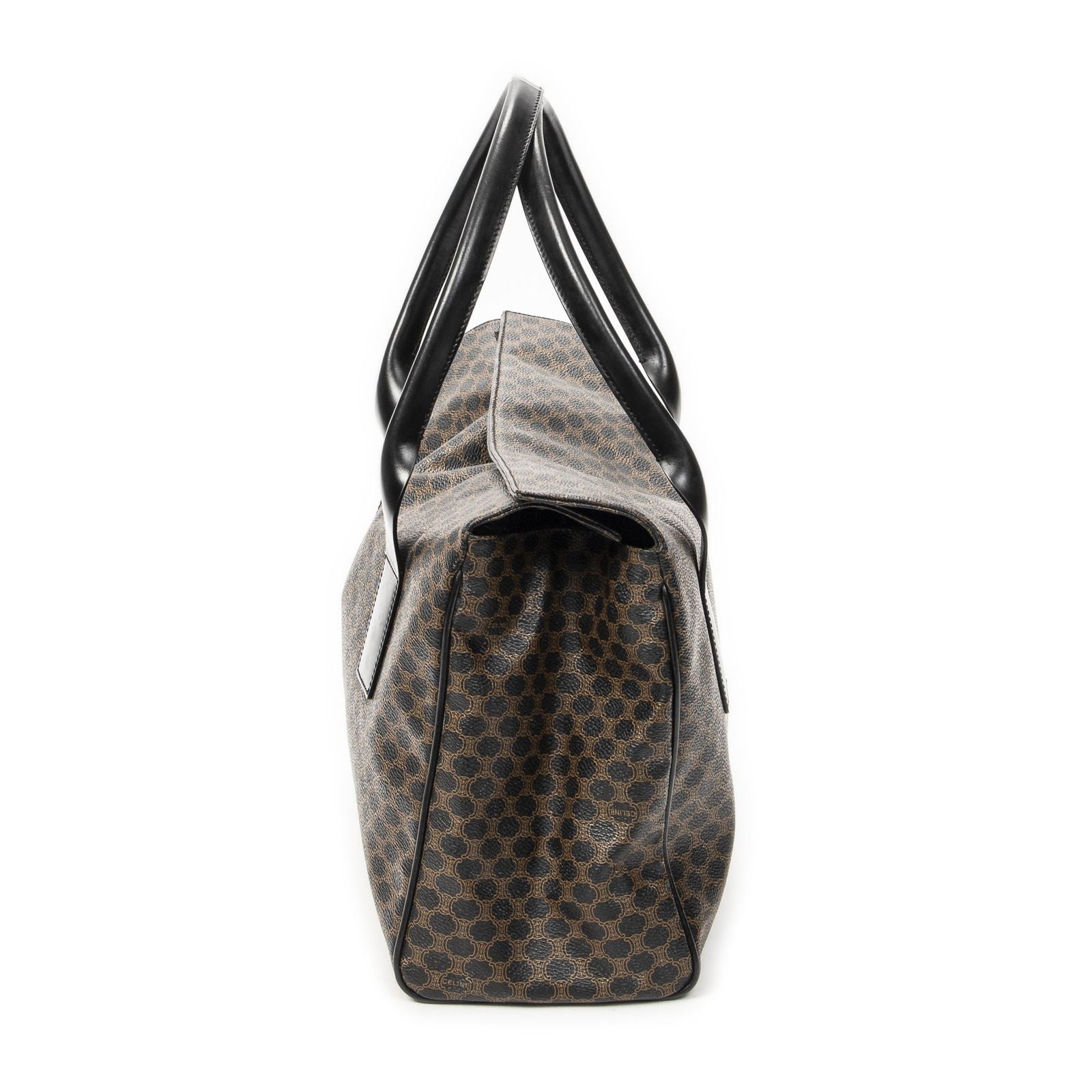 Celine Fold Over Tote Black Brown Macadam Canvas — view 4