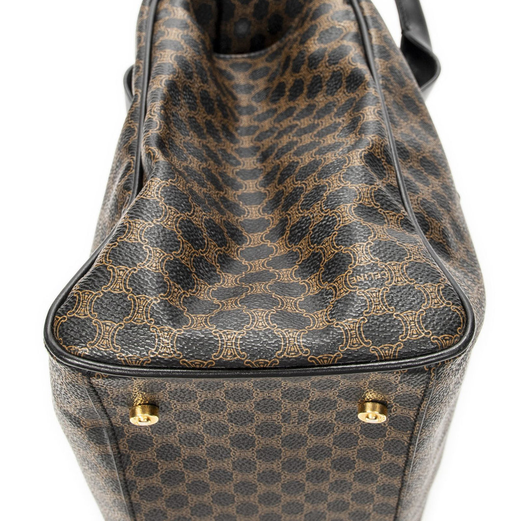Celine Fold Over Tote Black Brown Macadam Canvas — view 7