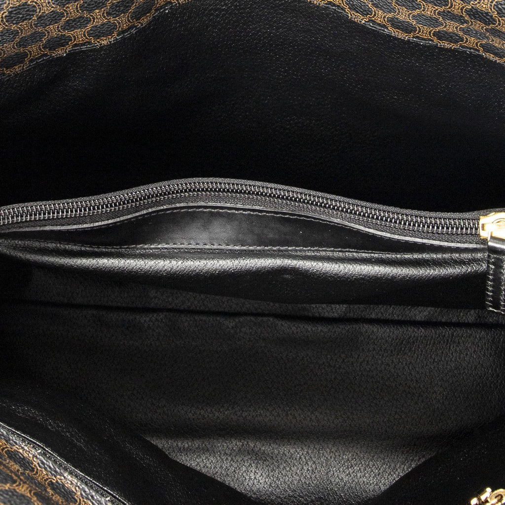 Celine Fold Over Tote Black Brown Macadam Canvas — view 9