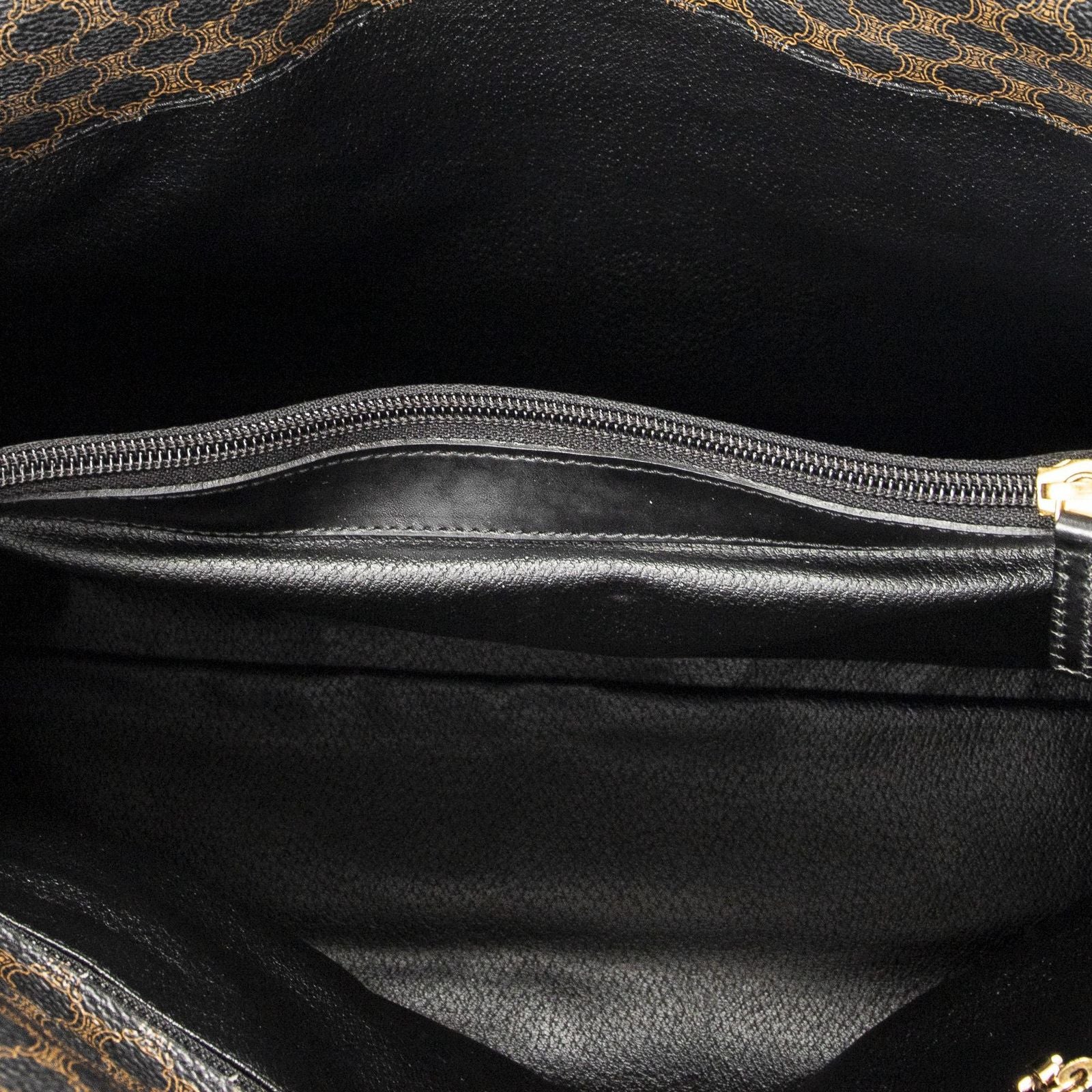 Celine Fold Over Tote Black Brown Macadam Canvas — view 9
