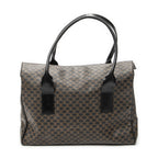 Celine Fold Over Tote Black Brown Macadam Canvas