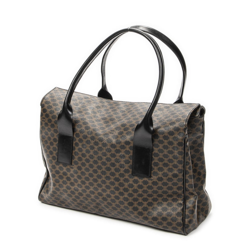 Celine Fold Over Tote Black Brown Macadam Canvas — view 2