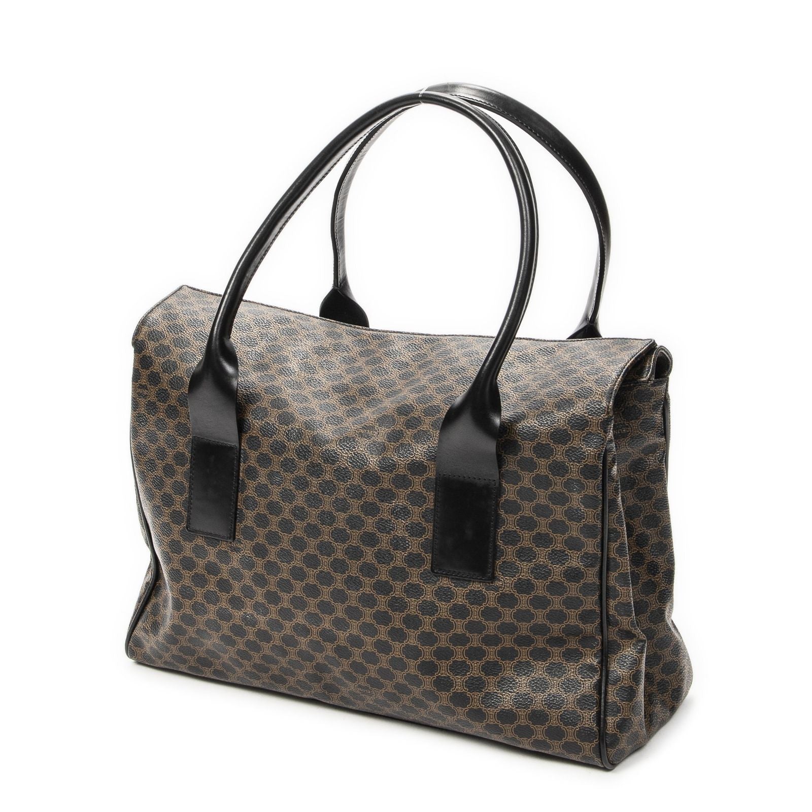 Celine Fold Over Tote Black Brown Macadam Canvas — view 2