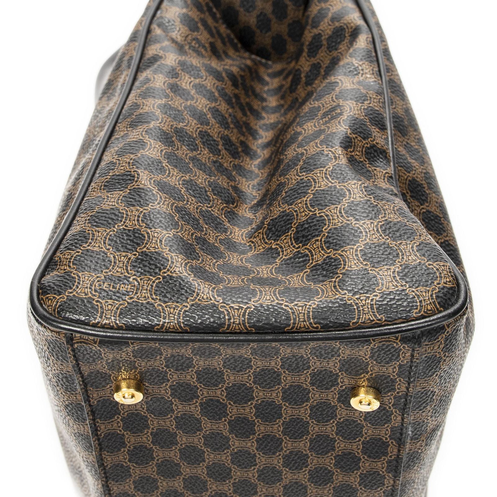 Celine Fold Over Tote Black Brown Macadam Canvas — view 8