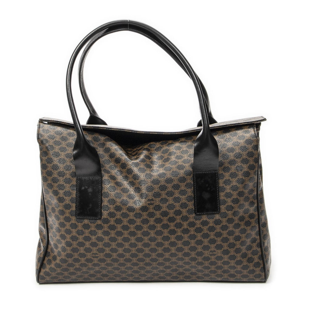 Celine Fold Over Tote Black Brown Macadam Canvas — view 5