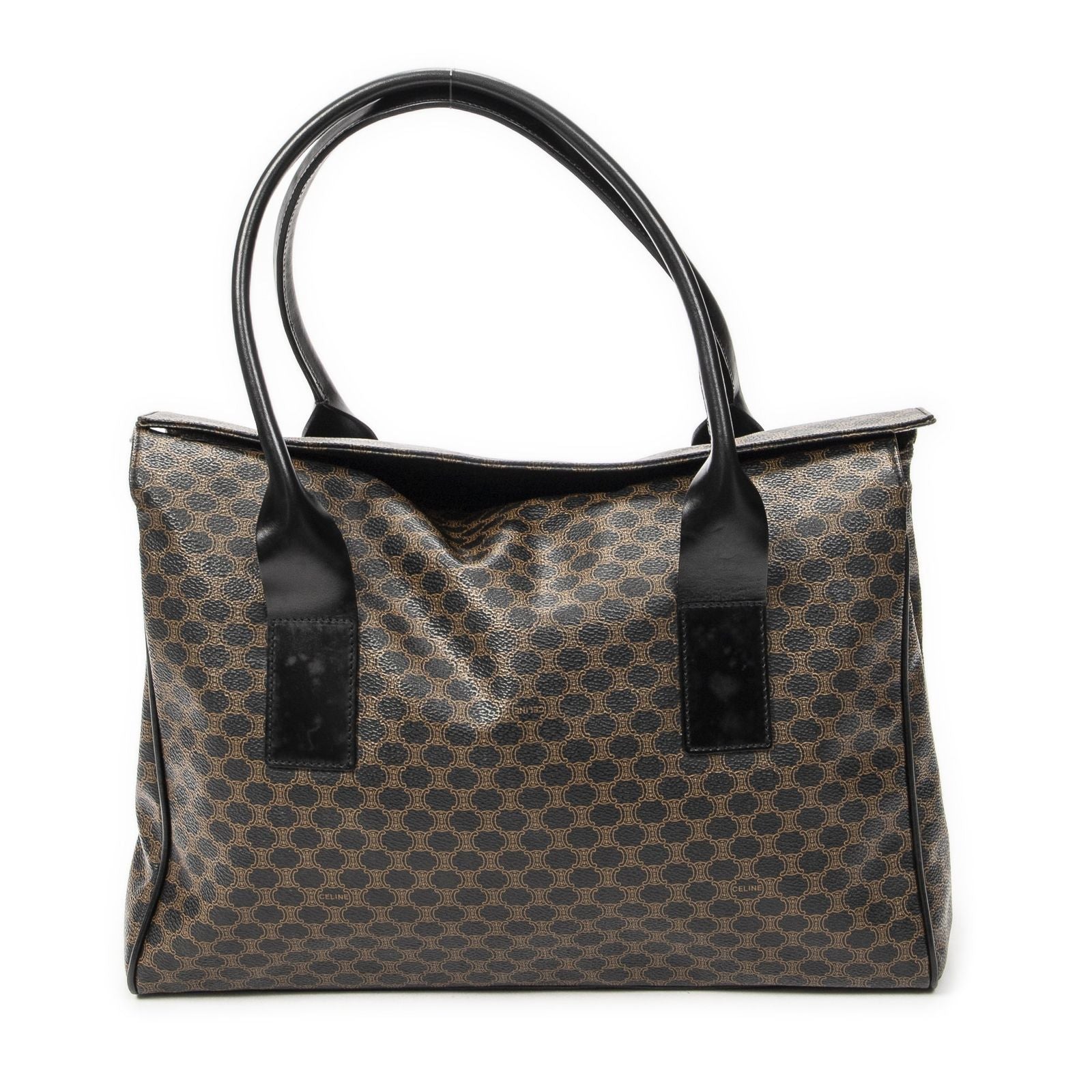Celine Fold Over Tote Black Brown Macadam Canvas — view 5