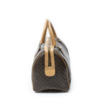 Celine Small Boston Beige Brown Macadam Canvas Shoulder Bag — view 3