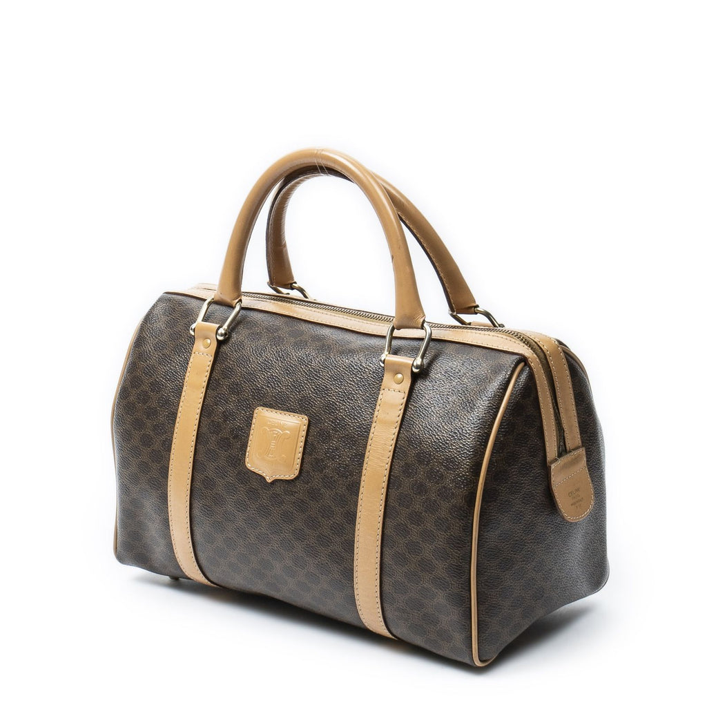 Celine Small Boston Beige Brown Macadam Canvas Shoulder Bag — view 2