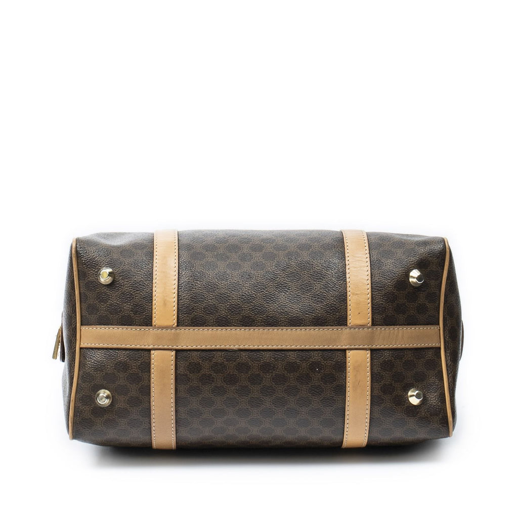 Celine Small Boston Beige Brown Macadam Canvas Shoulder Bag — view 6